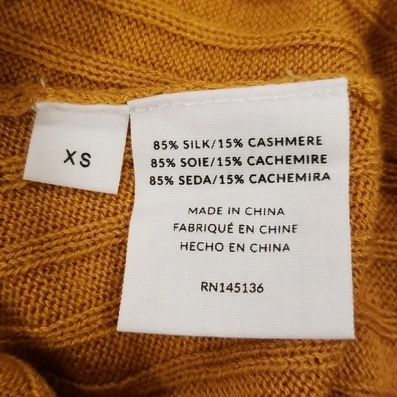 💕NAADAM💕 Ribbed Cropped Cardigan Silk Cashmere Blend ~ Gold XS NWT